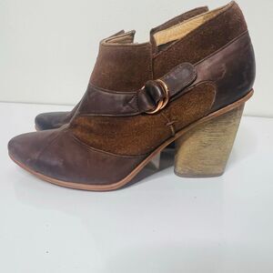 J Shoes Sienna Wrap Leather Suede Dark Brown Ankle Boots Sz 6.5